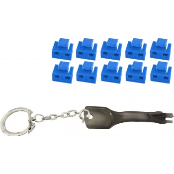 Bloqueador de porta RJ45 ShiverPeaks BS08-01034 — 1 chave, 10 bloqueadores azuis