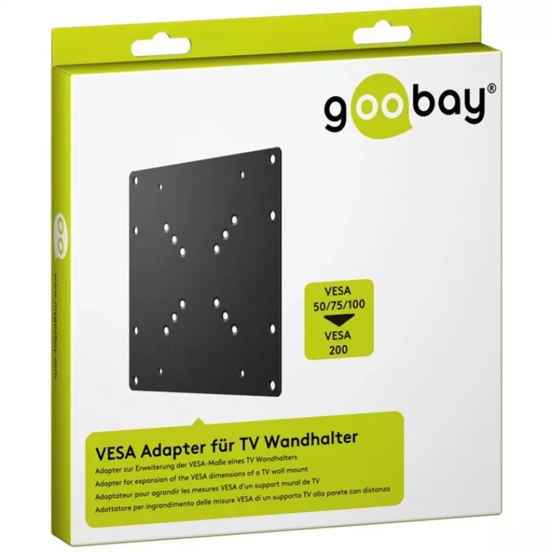Adaptador VESA Goobay Wentronic para suporte de parede de TV, preto – para ampliar as medidas VESA de um suporte de parede de TV (63267)