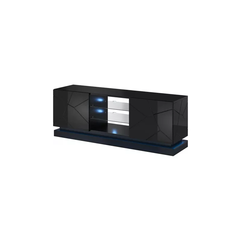 Cama Meble QIU 160 móvel de TV, MDF, preto brilhante