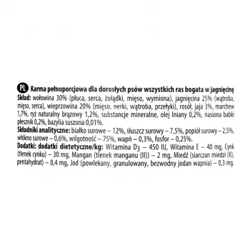 Comida húmida para cães dolina noteci Premium Rico em borrego 400 g — alimento completo em lata para cães adultos, 75 % humidade, 12 % proteína