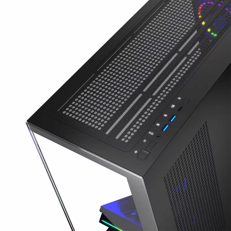 Caixa de PC MODECOM Volcano Stellar 5F ATX Midi Tower, vidro temperado, 5 ventoinhas pré-instaladas, USB‑C, suporta microATX/ATX, GPU máx. 420 mm, altura do cooler da CPU 175 mm