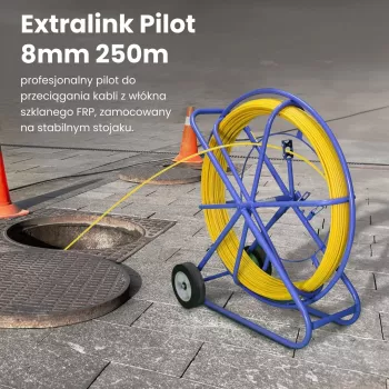 Guia de puxar cabos Extralink EX.30905 8 mm haste de fibra de vidro FRP, 250 m, amarelo