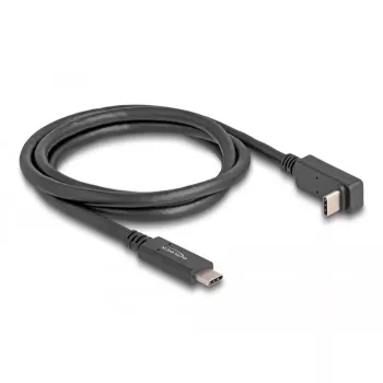 Delock - Cabo USB - USB-C de 24 pinos (M) para USB-C de 24 pinos (M) em ângulo - USB 3.2 Gen 2 - 3 A - 1,0 m - USB Power Delivery (60 W), suporta 4K 144 Hz (3840 x 2160), até 10 Gbit/s