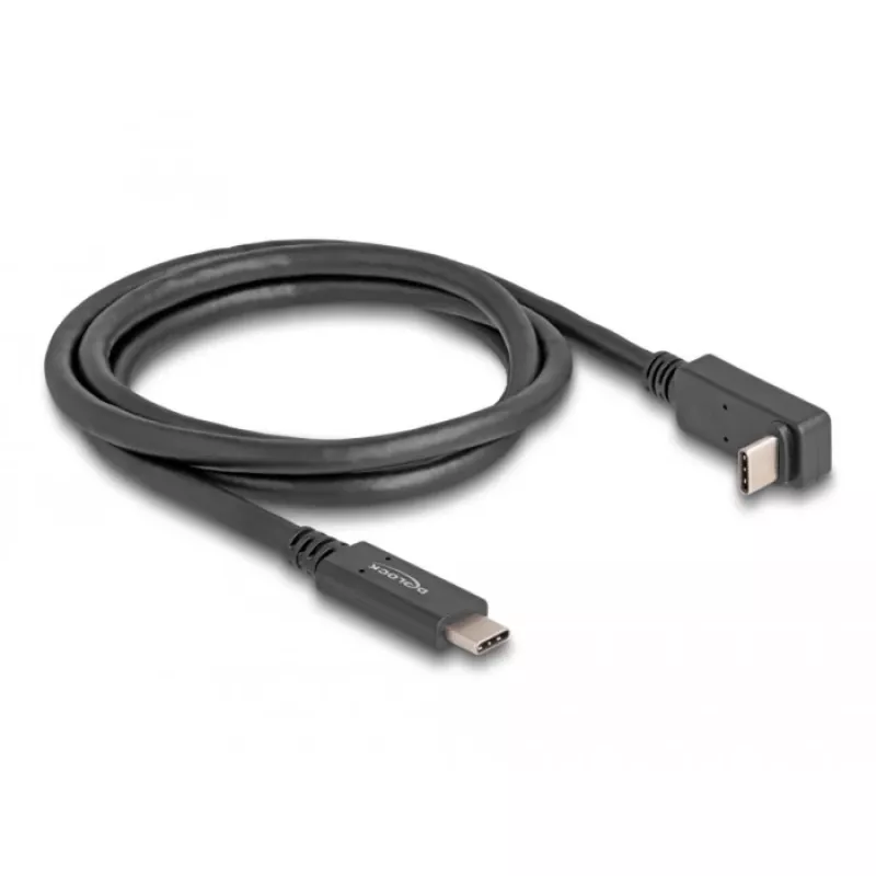 Delock - Cabo USB - USB-C de 24 pinos (M) para USB-C de 24 pinos (M) em ângulo - USB 3.2 Gen 2 - 3 A - 1,0 m - USB Power Delivery (60 W), suporta 4K 144 Hz (3840 x 2160), até 10 Gbit/s
