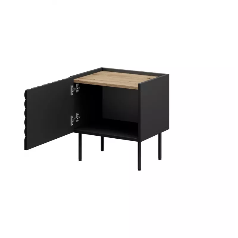 Mesa de cabeceira Cama ONDA 50x40x54 cm preto MDF/aglomerado conjunto de 2