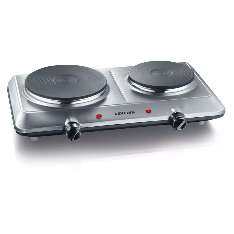 Placa de cozinha de mesa Severin DK 1014 com placa fechada 2 zonas controlo por botão rotativo