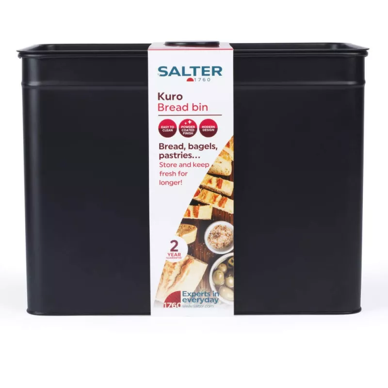 Caixa de pão Salter BW124581EU7 design Kuro em aço – armazenamento em aço inoxidável para pão e produtos de padaria