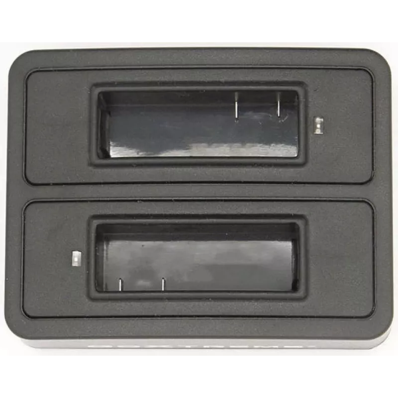 Estação de carregamento de baterias GoXtreme Dual Vision 4K – carregador de dois compartimentos para baterias de câmara de ação, modelo 01492