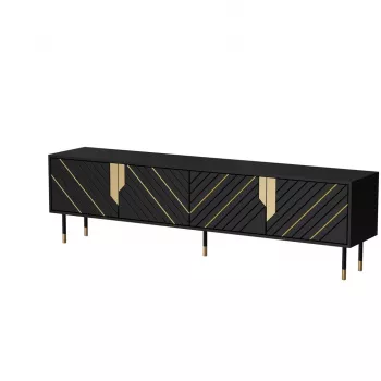 Móvel de TV cama meble Cama 4D MOUNTAIN 2040×400×550 mm preto + dourado aglomerado revestido tampo