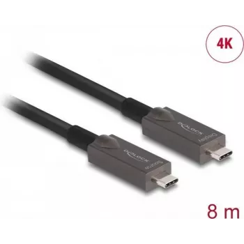Cabo ativo ótico USB-C de vídeo + dados + PD DeLOCK 8 m preto