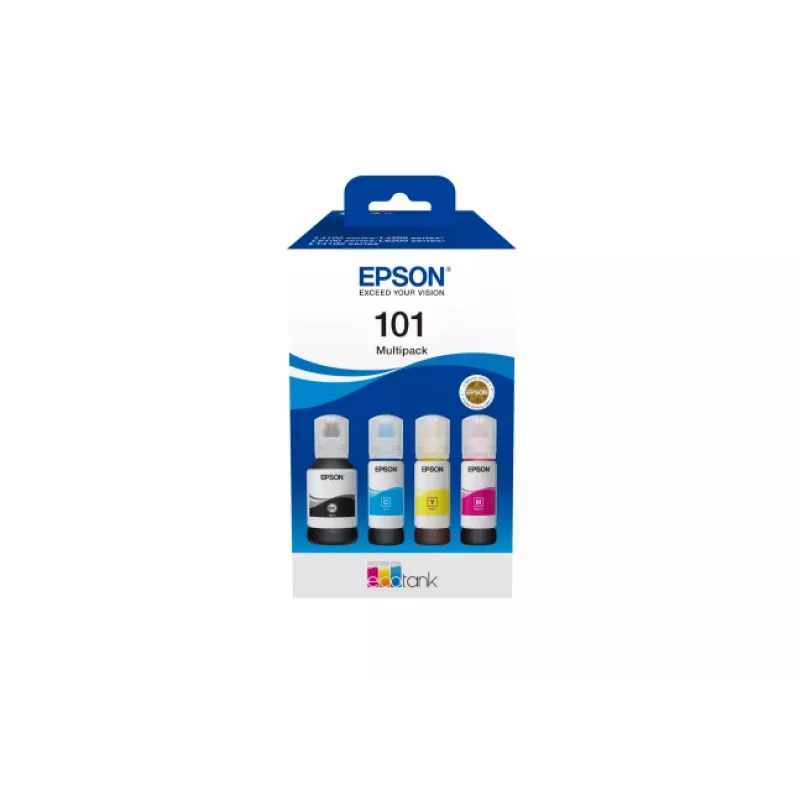 Conjunto original de 4 garrafas de tinta Epson EcoTank — preto 127 ml, ciano/magenta/amarelo 210 ml (C13T03V64A)