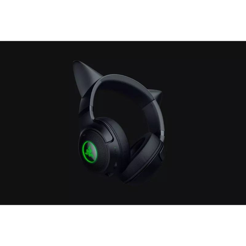 Razer Kraken Kitty V2 BT auscultadores gaming sem fios, Bluetooth 5.2, over-ear, microfone, cancelamento de ruído, Chroma RGB, 20–20 000 Hz, pretos