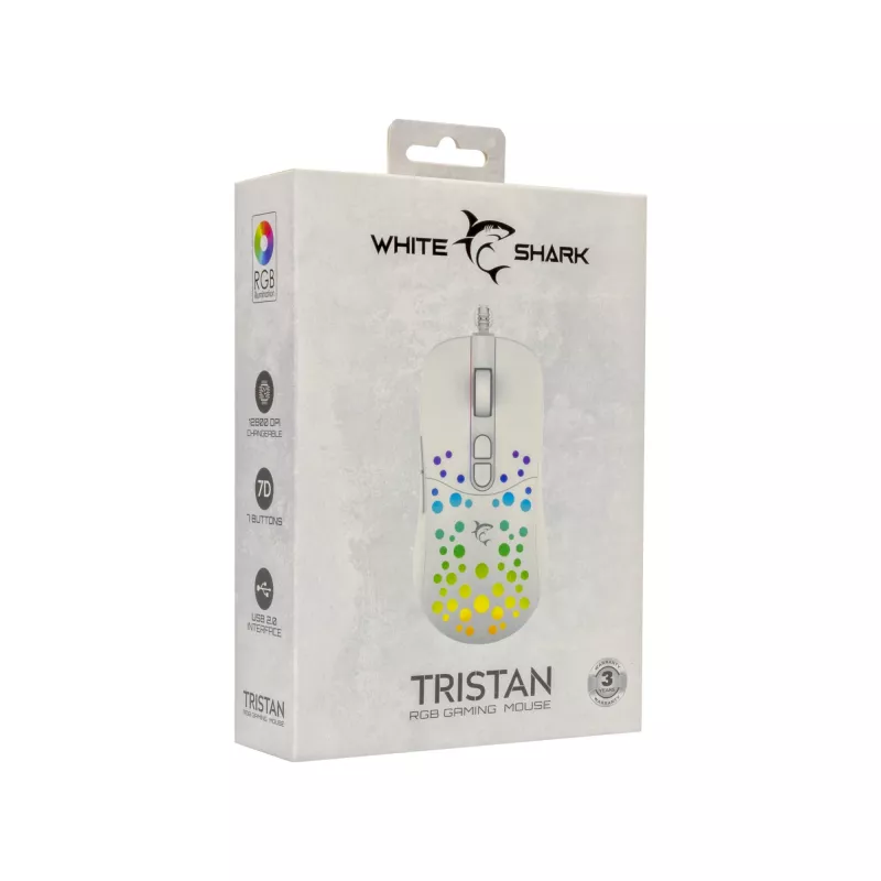 Rato White Shark GM-9004 Tristan-2 branco RGB USB