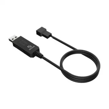 Cabo conversor de tensão DC Akasa AK-CBFA10-60BK de USB para ventoinha de PC 3-Pin & 4-Pin, 60 cm