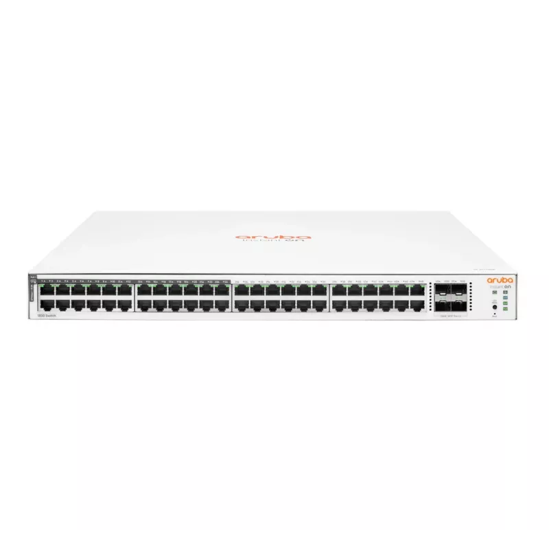 Comutador gerido HPE Aruba Networking Aruba Instant On 1830 48G 24p Classe4 PoE 4SFP 370W L2 Gigabit Ethernet (10/100/1000) Power over Ethernet (PoE) 1U