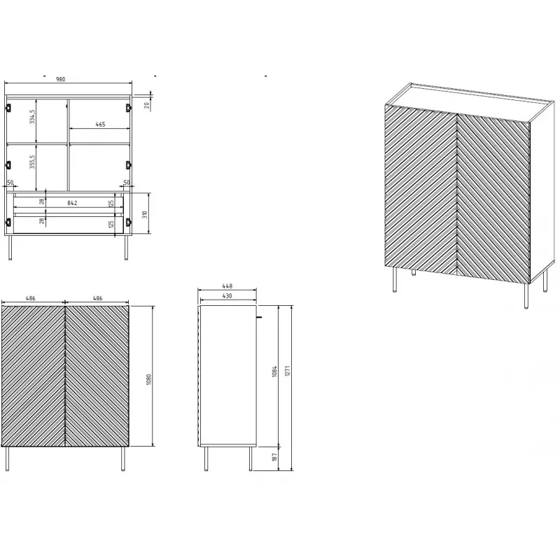 Estante Cama Meble ONDA ONDA 98×45×127 cm verde, armário de parede de chão