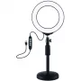 Anel de luz LED 16 cm com tripé até 33 cm, USB, RGBW