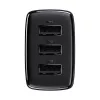 Carregador rápido compacto Baseus, 3x USB, 17 W (Preto)