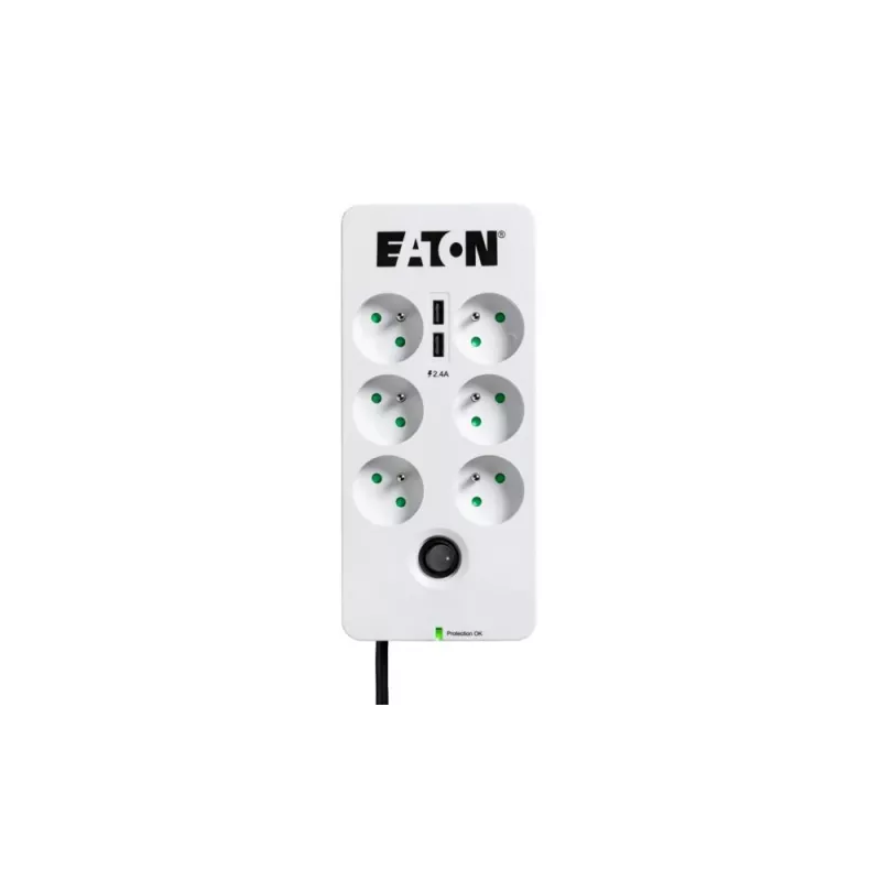 Extensão elétrica Eaton Protection Box 6 Tel@ USB FR