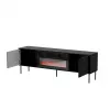 Móvel de TV Cama Meble CORTINA 180x40x60 cm preto com lareira preta