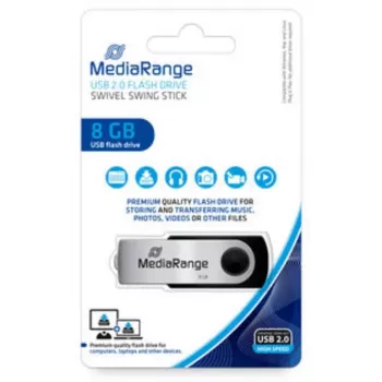 Pen drive MediaRange MR908NTRL 8 GB USB Type-A 2.0 Preto - Prateado (MR908NTRL)