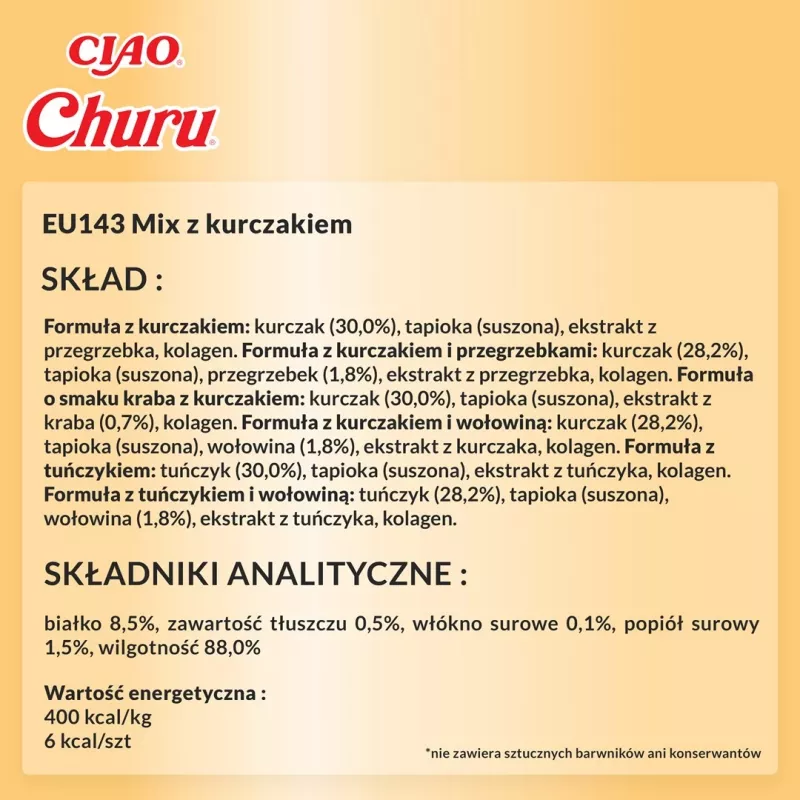 Snack para gatos INABA Churu caixa sortida — snacks de pasta de frango, 40 × 14 g, sem cereais, sem glúten e sem soja