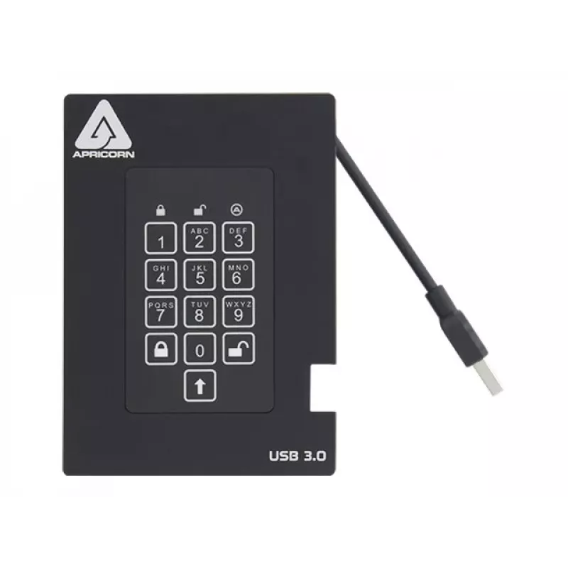 Apricorn SSD ext. 2,5 1TB Aegis Padlock Fortress USB 3.0 256-bit AES-XTS, FIPS 140-2 Lvl2, 4utilizadores (A25-3PL256-S1000F)