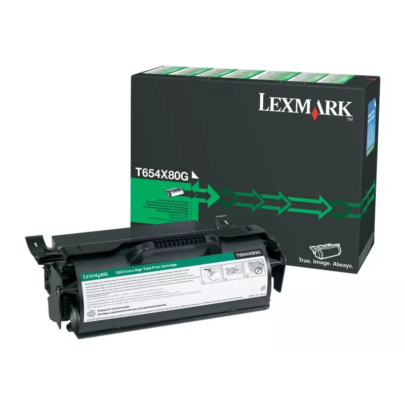 Cartucho de toner Lexmark T654X80G 36K PGS Preto