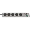 Brennenstuhl 1153340115 Régua de tomadas Super-Solid Line 5 tomadas 2,5 m H05VV-F 3G1,5, prateado (1153340115)