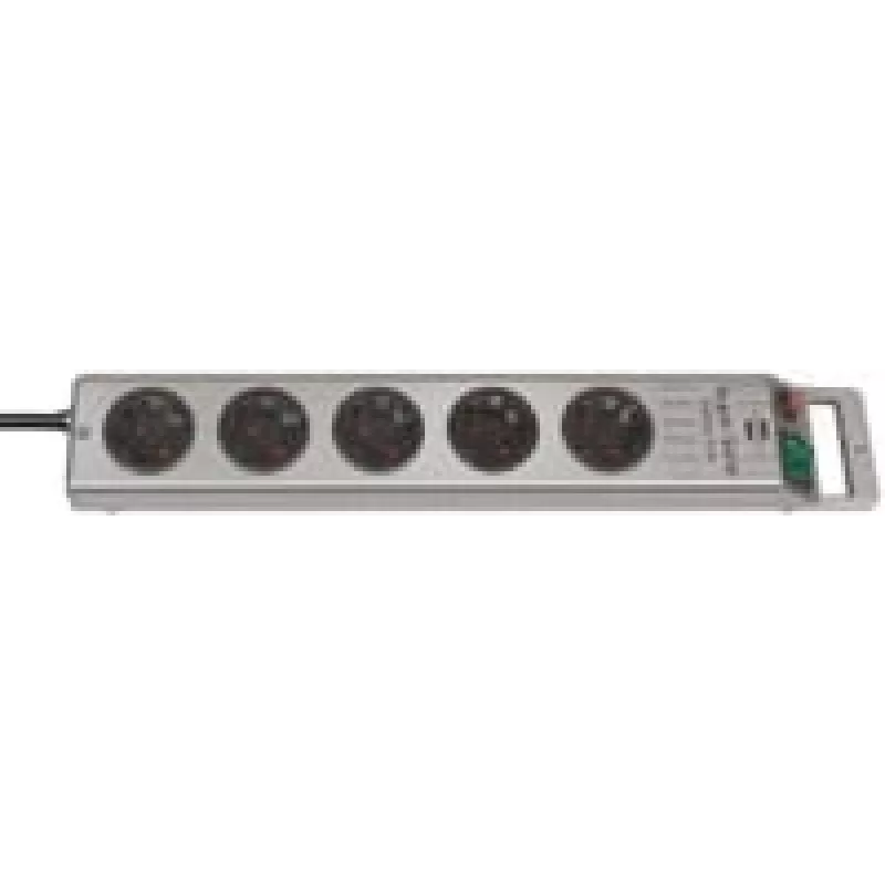 Brennenstuhl 1153340115 Régua de tomadas Super-Solid Line 5 tomadas 2,5 m H05VV-F 3G1,5, prateado (1153340115)