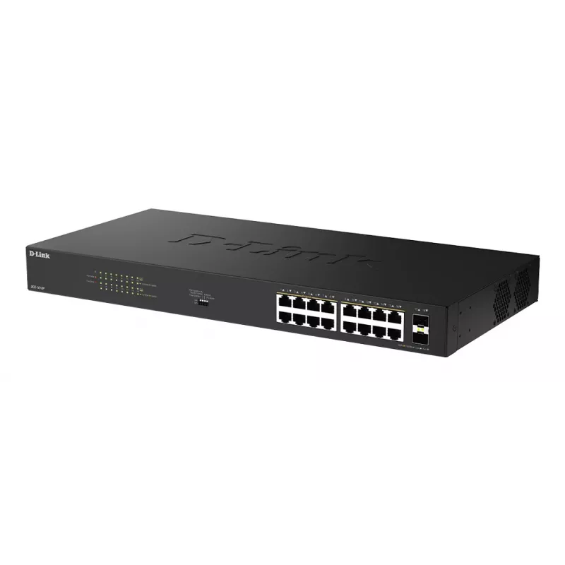 D-Link DGS-1018P/E Switch não gerido Gigabit PoE+ de 18 portas