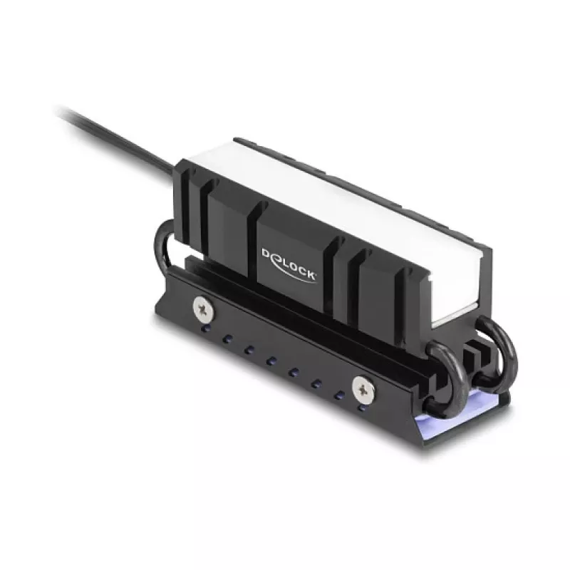 Dissipador de calor DELOCK 18460 para M.2 SSD 2280 — alumínio/cobre, RGB 5V, preto