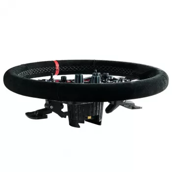 Aro de volante Asetek SimSports, rebaixado, 340 mm - preto, pele veludo