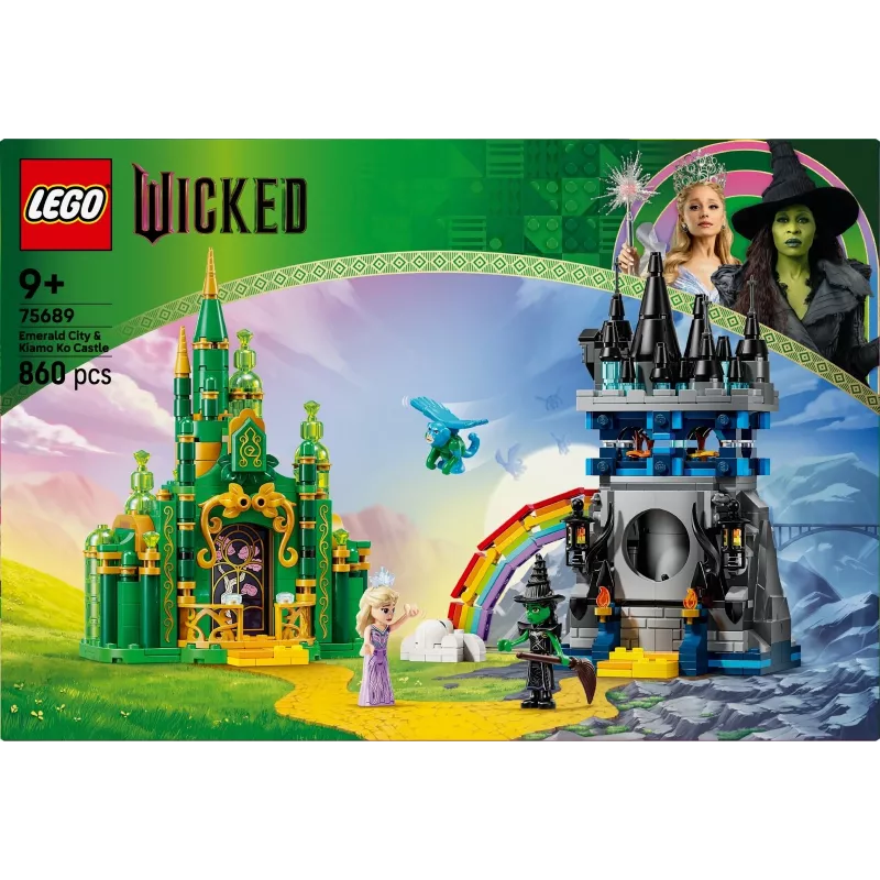 Conjunto LEGO Wicked 75689 — conjunto de brincar Cidade Esmeralda e Castelo Kiamo Ko