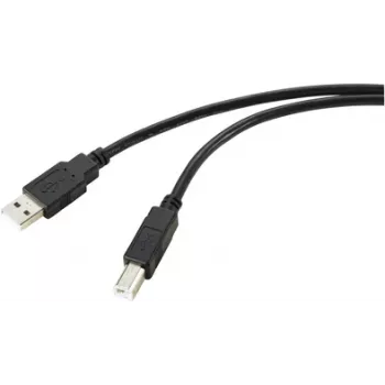 Cabo USB Renkforce USB 2.0 ficha USB-A, ficha USB-B 20,00 m preto blindagem entrançada RF-5720372 (RF-5720372)