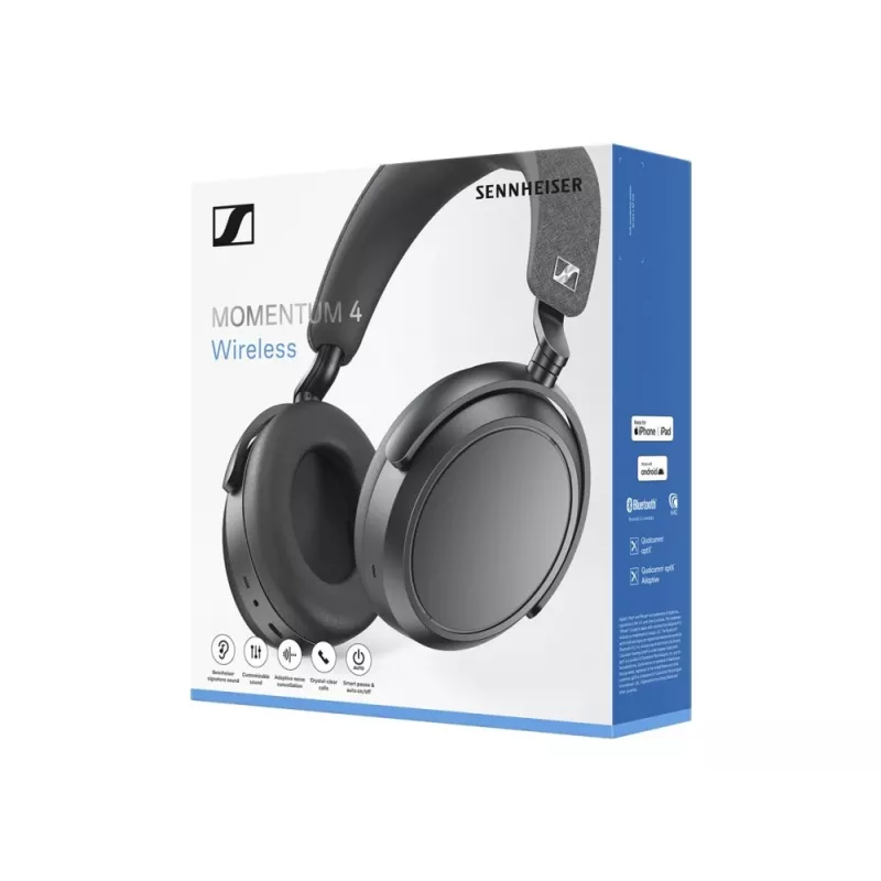 Auscultadores Bluetooth com cancelamento de ruído SENNHEISER Momentum 4 sem fios - preto