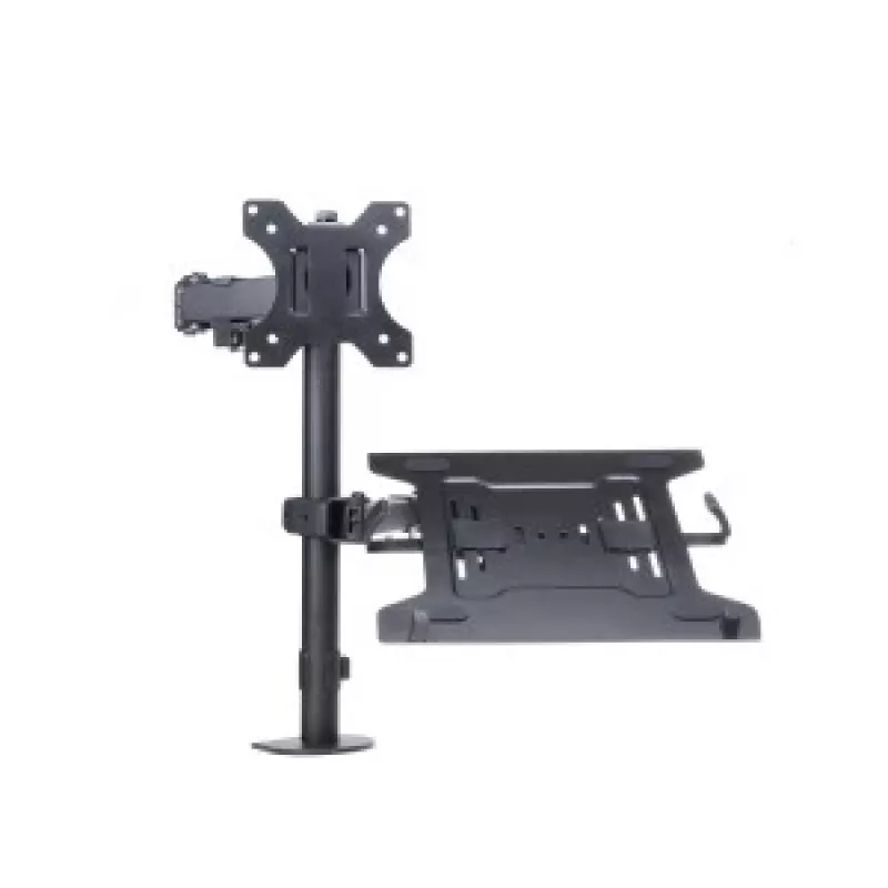 Suporte de secretária ART L-24 para monitor LED/LCD de 13-32" + portátil de 10-15,6", VESA 75x75/100x100, preto