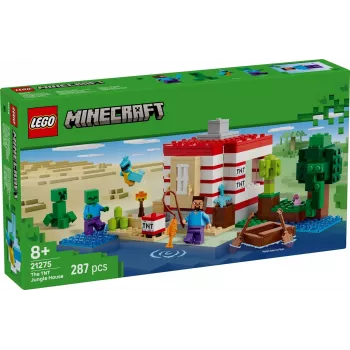 LEGO Minecraft conjunto 21275 casa na selva TNT brinquedo de construção, 287 peças, 2 minifiguras, a partir de 8 anos