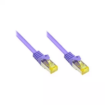 Cabo patch RJ45 com cabo bruto Cat.7 e proteção da patilha (RNS®), S/FTP, PiMF, sem halogéneos, 600MHz, OFC, violeta, 1m, Good Connections® (8070R-010V)