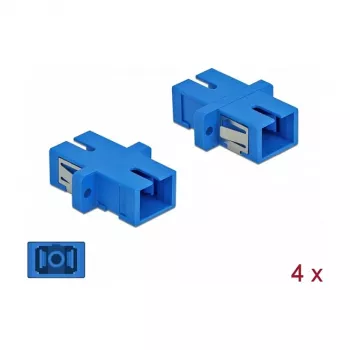 Adaptador de fibra ótica SC fêmea para SC fêmea, DELOCK 85990, azul, pack de 4