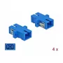 Adaptador de fibra ótica SC fêmea para SC fêmea, DELOCK 85990, azul, pack de 4