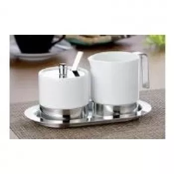 Conjunto de açúcar e leite Esmeyer Adam 302-024, serviço de porcelana de 5 peças