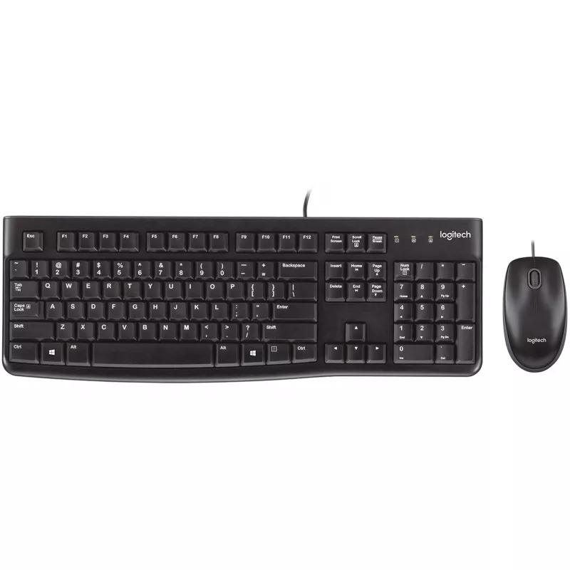 Desktop MK120, com fios, USB, QWERTZ, preto, rato incluído