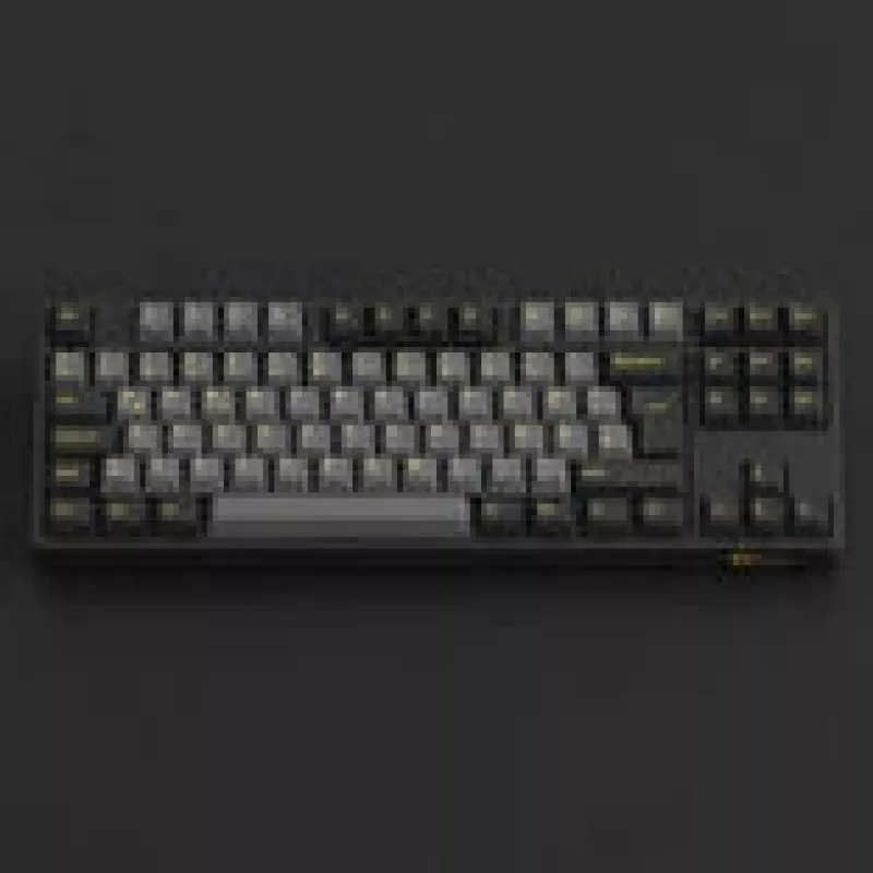 Teclado mecânico gaming AKKO Preto & Dourado 5087S, interruptores Akko V3 Cream Yellow Pro, iluminação RGB