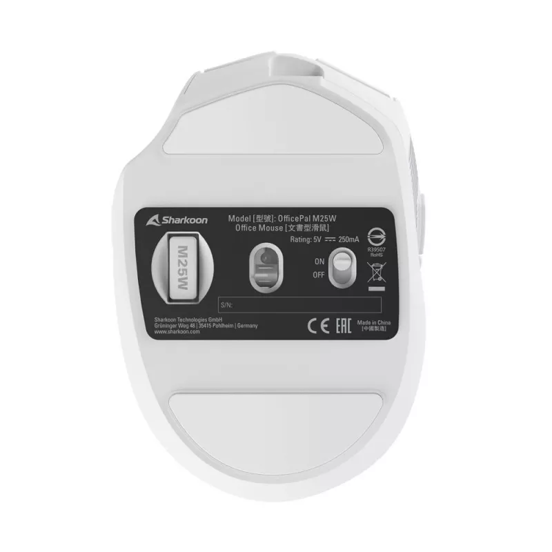 Sharkoon OfficePal M25W rato de escritório sem fios, para destros, 4000 DPI