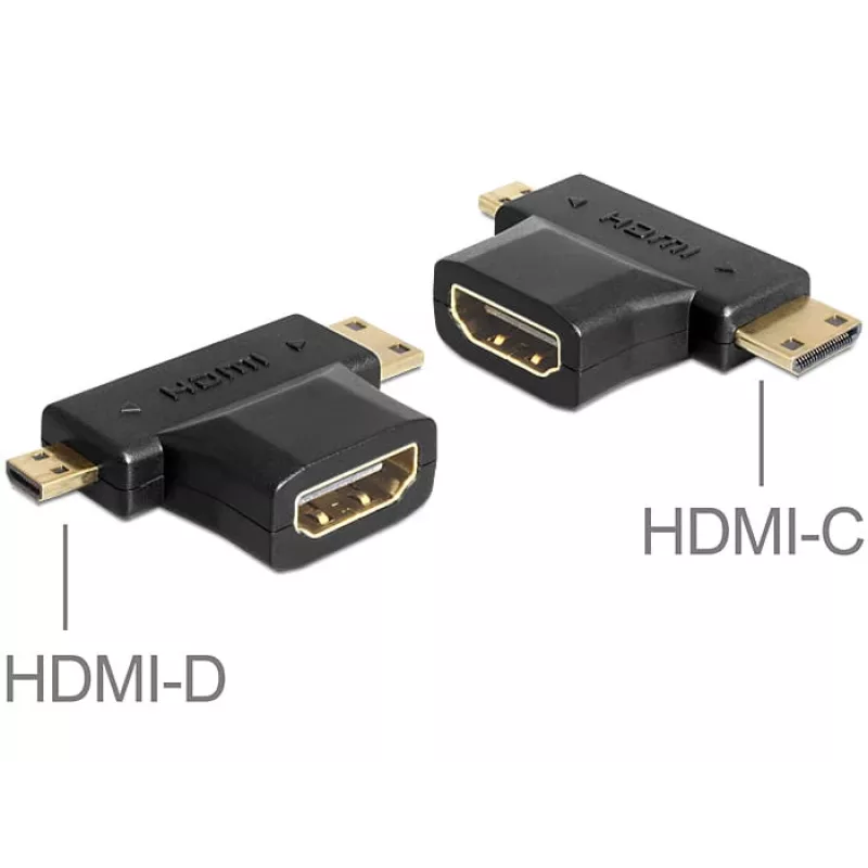Adaptador de mudança de género de cabo HDMI-C HDMI-D HDMI-A DeLOCK 65446