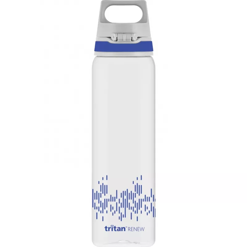Garrafa de água Total Clear One MyPlanet Blue 0,75 L transparente/azul-escuro, fecho de uma mão ONE