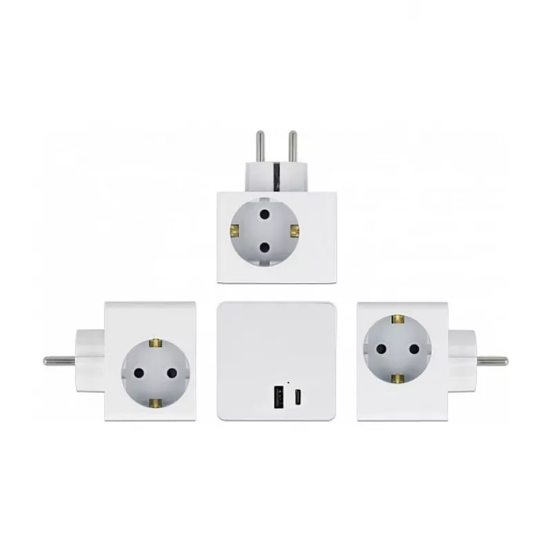 Adaptador de ficha de rede DeLOCK 11501 tipo F branco 3A portas USB