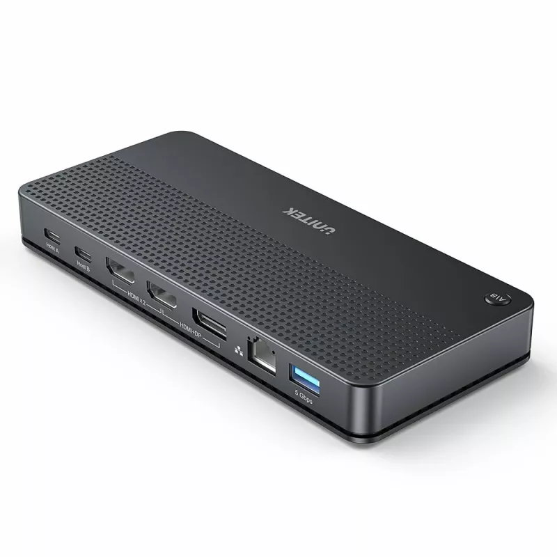 Docking station UNITEK D1103A01 USB4 com fio preto 100W Power Delivery