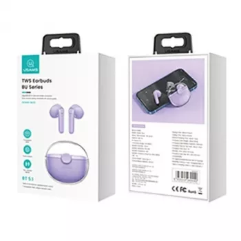 (Roxo, Auscultadores Bluetooth 5.1) USAMS Auscultadores Bluetooth 5.1 sem fios TWS auriculares com controlo tátil à prova de água para desporto com redução de ruído